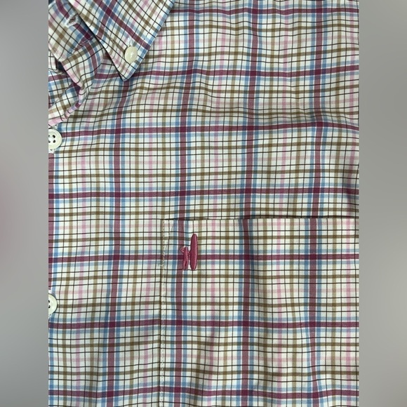 New W/O Tags Johnnie-O XL Prep-Formance Button Front Blue Plaid Stretch Shirt - Picture 4 of 9